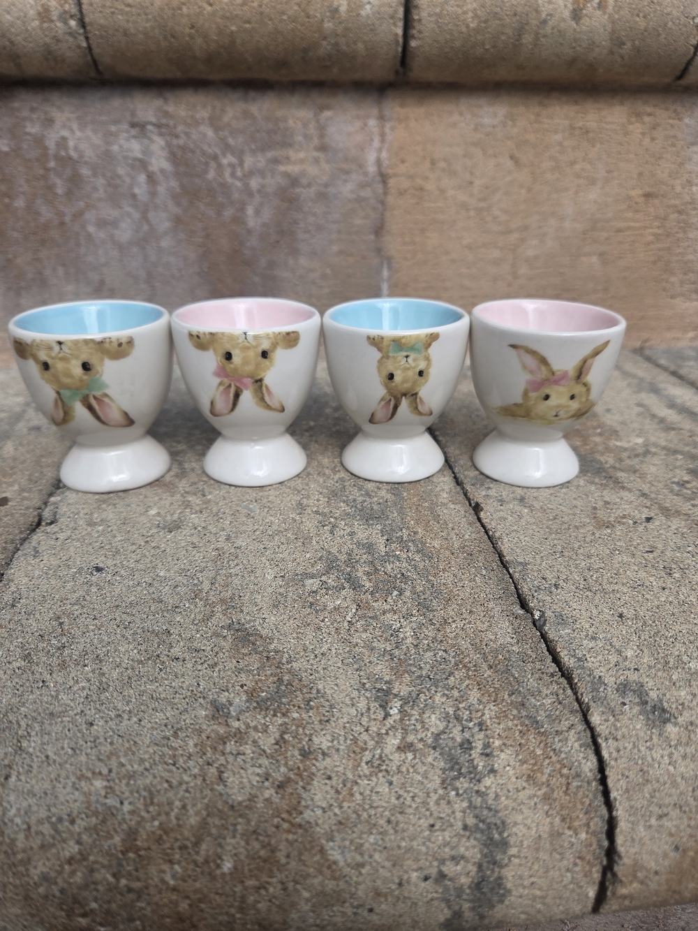 Grace Bunny Blvd Pastel Bunny Egg Cups - Pink & Blue